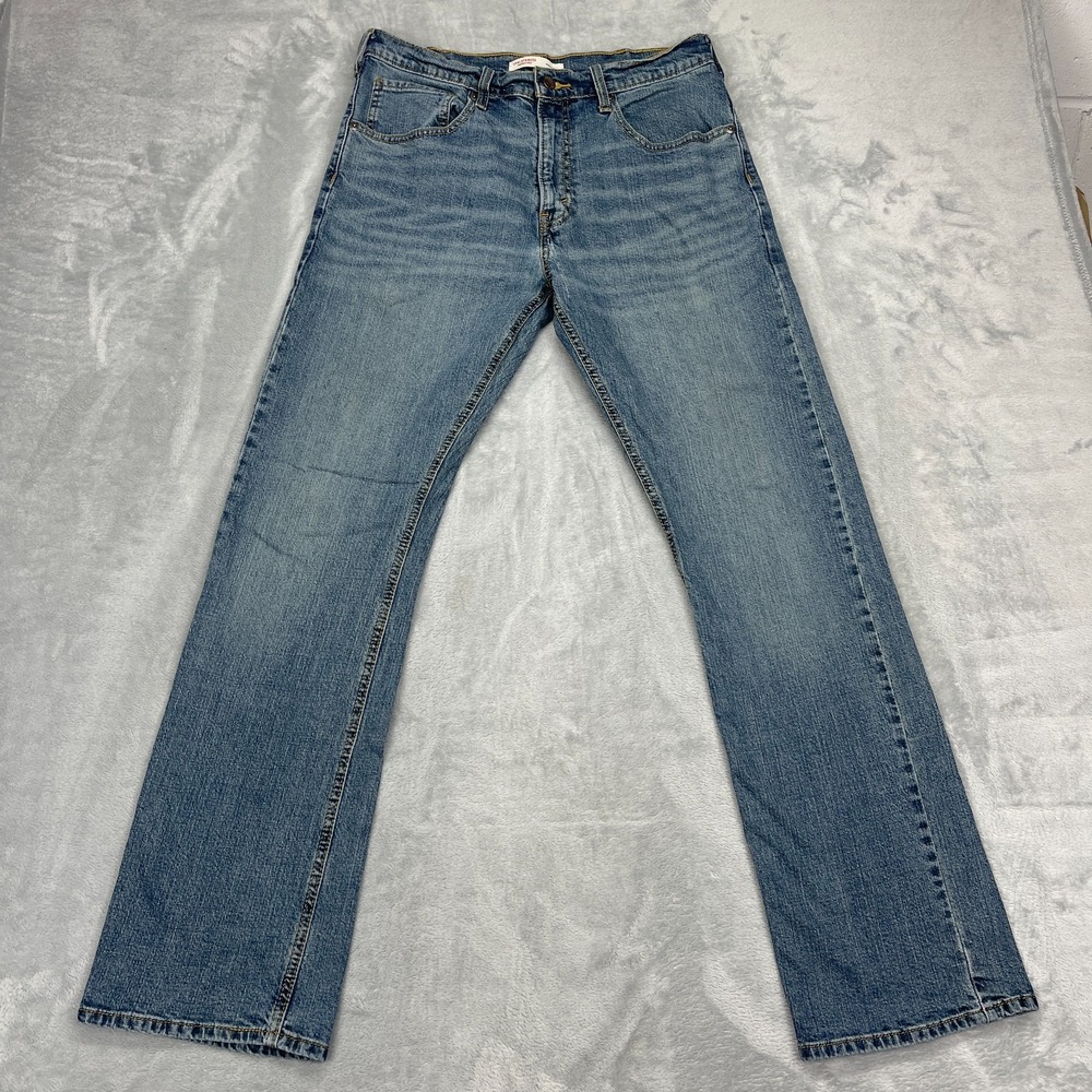 Levi's Jeans Mens 34x32 Blue Denim 5-Pocket Stretch Americana Bootcut Leg Grunge